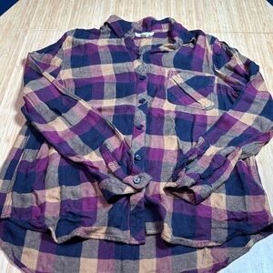 Purple & Gold Tan Plaid Shirt Beachlunchlounge